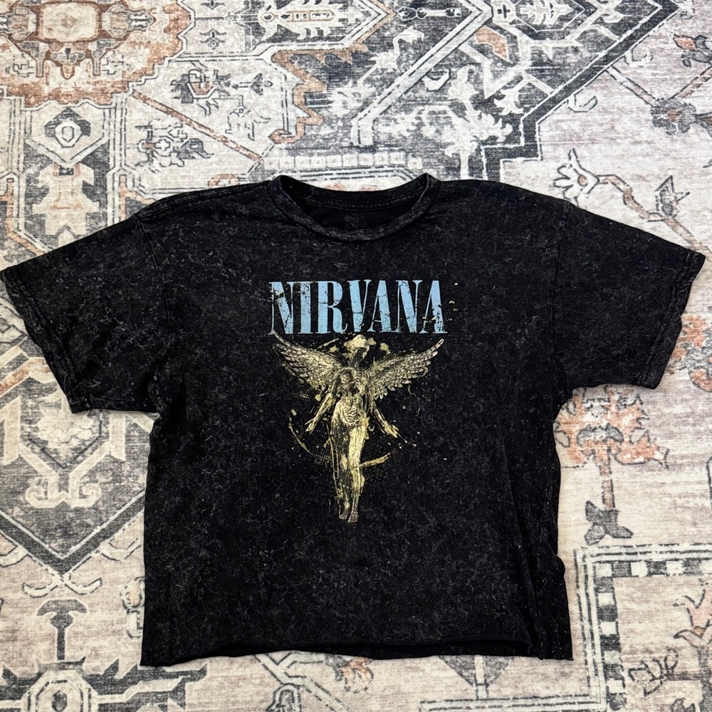 NIRVANA Crop Black Tee